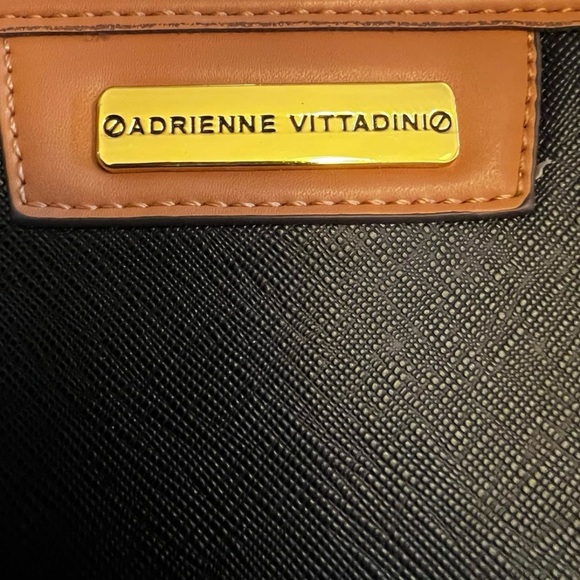 Adrienne Vittadini Black and Tan Tote with Gold Hardware - Picture 6 of 9